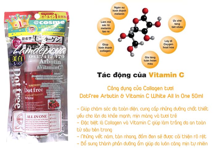 Collagen tươi Dotfree Arbutin & Vitamin C 50ml của Nhật Bản 3