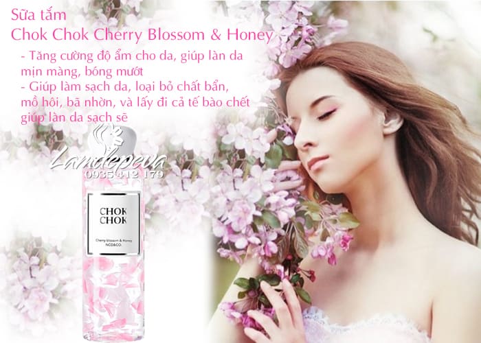 Sữa tắm hoa anh đào Chok Chok Cherry Blossom & Honey 250g 2