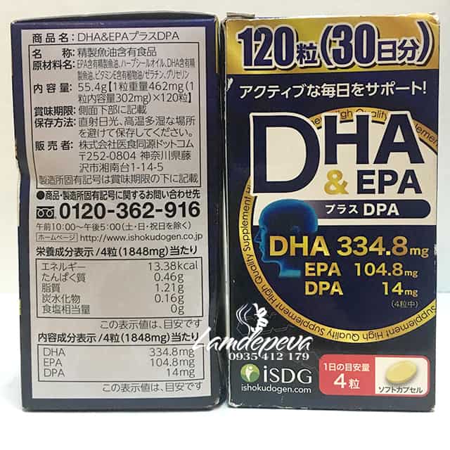 Viên uống bổ sung DHA, EPA & DPA hộp 120 viên của Nhật 1