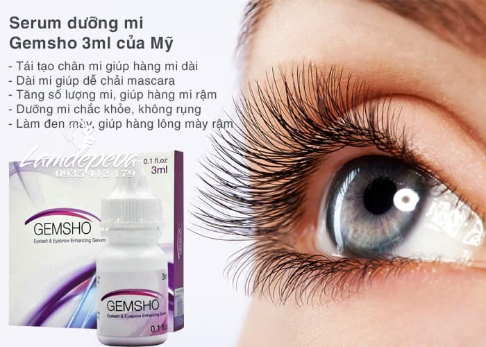 Serum dưỡng mi Gemsho Eyelash & Eyebrow giúp dài mi đen mày 2