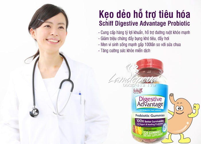 Kẹo dẻo hỗ trợ tiêu hóa Schiff Digestive Advantage Probiotic Mỹ 5