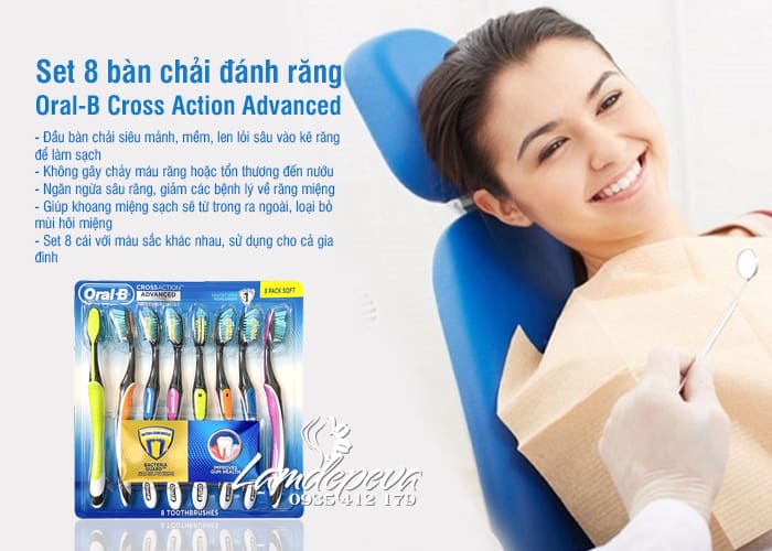 Set 8 bàn chải đánh răng Oral-B Cross Action xách tay Mỹ  6
