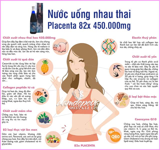 Nước uống nhau thai Placenta 82x 450.000mg Nhật Bản 3