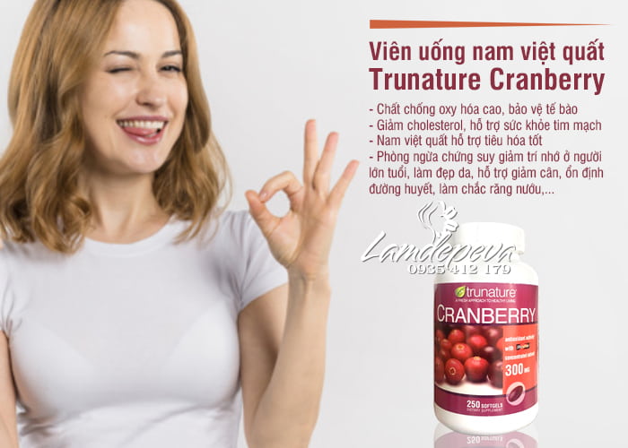 Viên uống hỗ trợ tiết niệu Trunature Cranberry 300mg 250 viên Mỹ 6