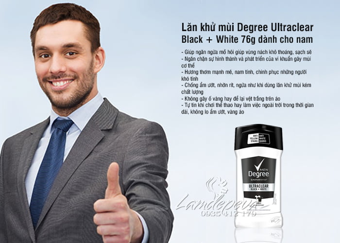 Lăn khử mùi nam Degree Ultraclear Black + White 76g của Mỹ 6