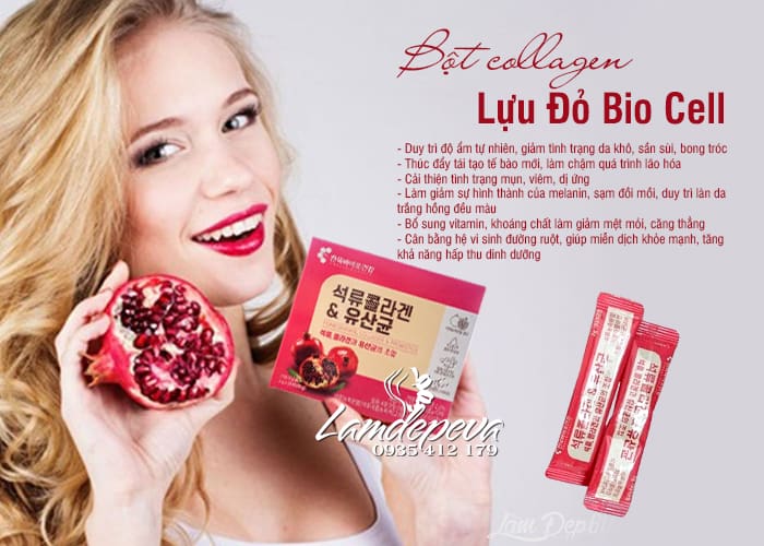 Collagen lựu đỏ Bio Cell Hàn Quốc dạng bột 30 gói x 2g  6