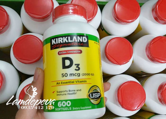 Viên uống Vitamin D3 Kirkland Extra Strength D3 50mcg mẫu mới 2