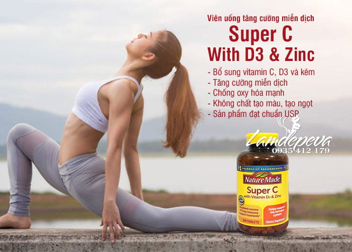 Viên uống tăng miễn dịch Super C With D3 & Zinc Nature Made 5
