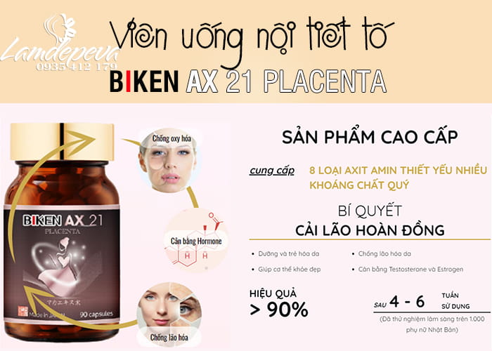 Viên uống nội tiết tố Biken AX 21 Placenta Nhật Bản hộp 90 viên 9