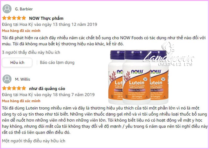 Viên uống Lutein & Zeaxanthin NOW Foods USA4