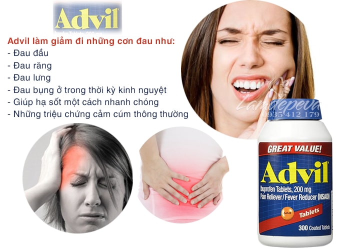 Viên uống giảm đau hạ sốt Advil 300 viên chính hãng của Mỹ