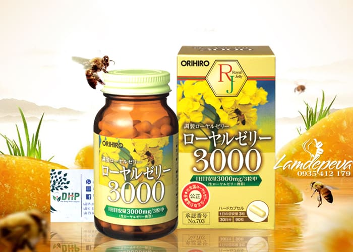 Sữa ong chúa Royal Jelly 3000mg Orihiro 90 viên của Nhật 1
