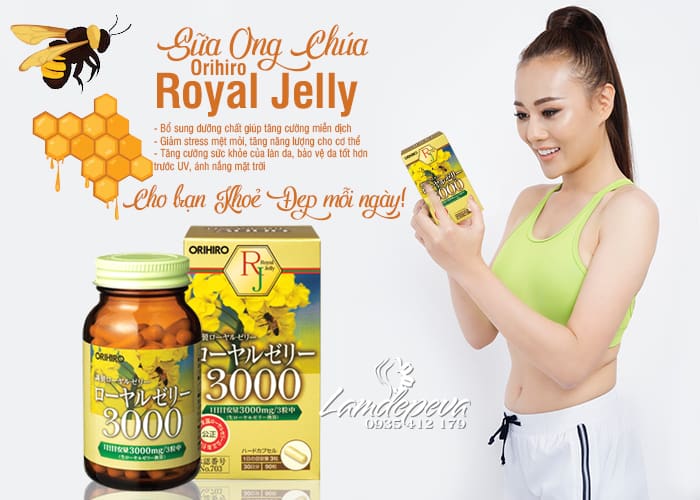Sữa ong chúa Royal Jelly 3000mg Orihiro 90 viên của Nhật 6