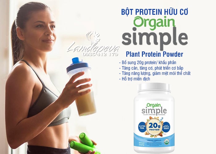 Bột Protein hữu cơ Orgain Simple Plant Protein Powder của Mỹ 8