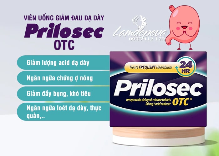 Viên uống hỗ trợ trị đau dạ dày Prilosec OTC 20mg của Mỹ 1