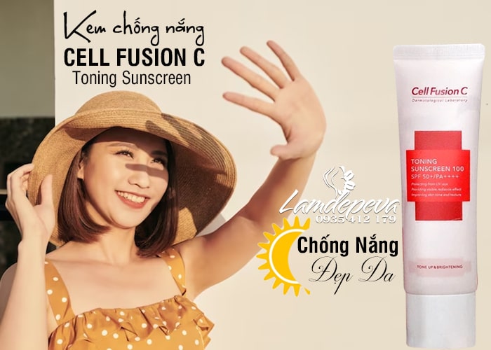 Kem chống nắng Cell Fusion C Toning Sunscreen 100 màu hồng 1