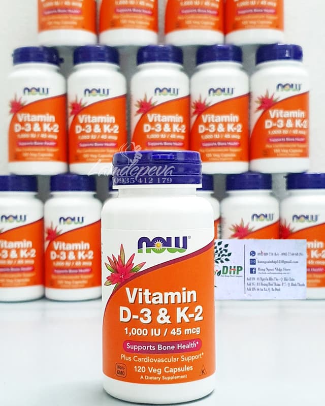 Vitamin D3 1000IU và K2 45mcg Now của Mỹ hộp 120 viên 4