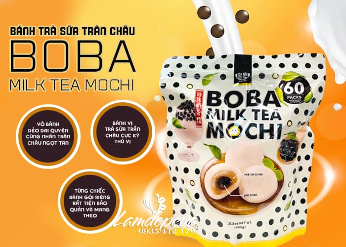 Bánh Mochi Boba Milk Tea Mochi 900g 60 cái xách tay Mỹ 2