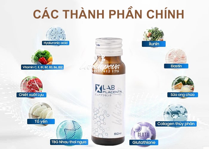 N­ước uống trắng da tế bào gốc Xlab Placenta Nhật Bản 10 chai 9