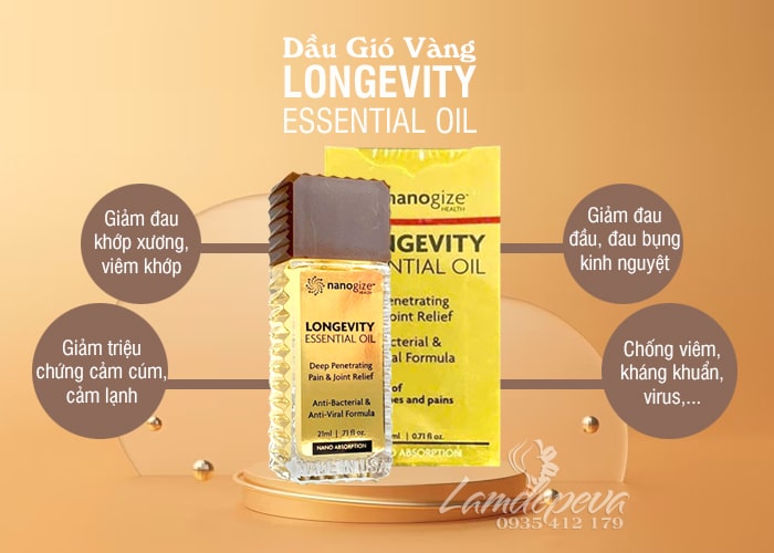 Dầu gió vàng xoa bóp Nanogize Longevity Essential Oil của Mỹ 6