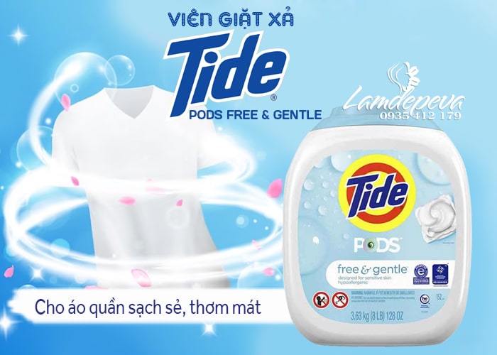 Viên giặt xả Tide Pods Free & Gentle của Mỹ thùng 152 viên 1