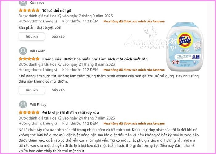 Viên giặt xả Tide Pods Free & Gentle của Mỹ thùng 152 viên 8