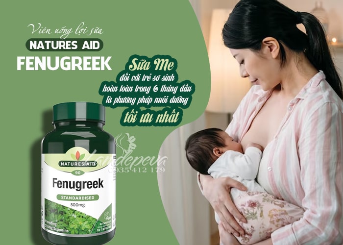 Viên Uống Lợi Sữa Natures Aid Fenugreek 500mg Của Anh Eva