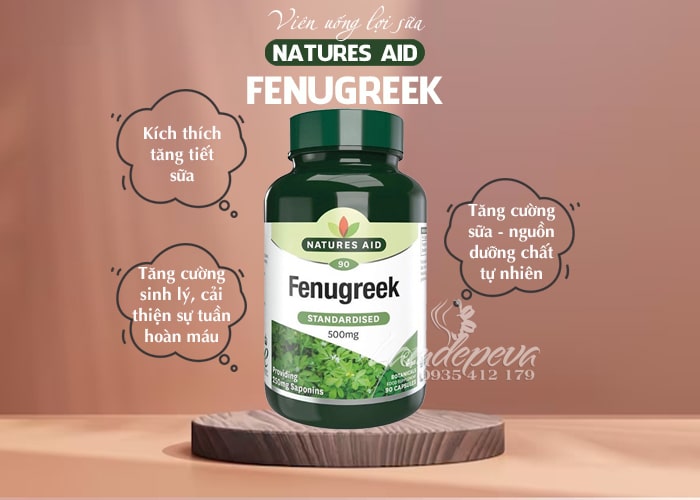 Viên uống lợi sữa Natures Aid Fenugreek 500mg của Anh 9