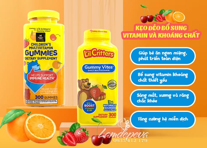 Gummy Vites-Kẹo dẻo vitamin và khoáng chất cho bé, hộp 300 viên 7