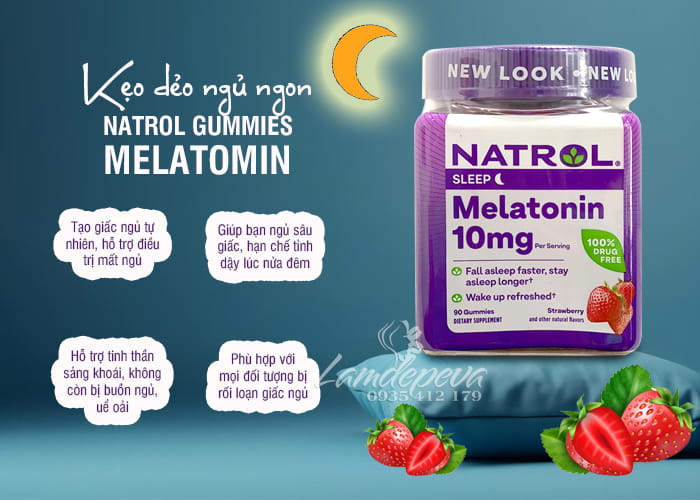 Kẹo dẻo ngủ ngon Natrol Gummies Melatonin 10mg hộp 90 viên 68