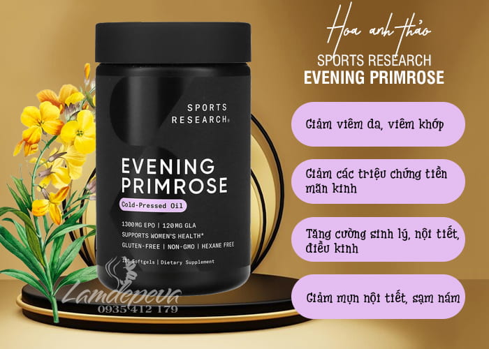 Hoa anh thảo Sports Research Evening Primrose Oil 1300mg 67