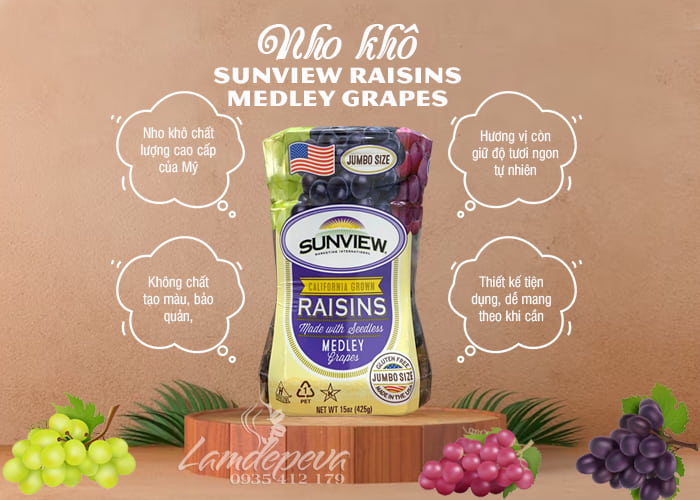 Nho khô Sunview Raisins Medley 425g mẫu mới của Mỹ 6