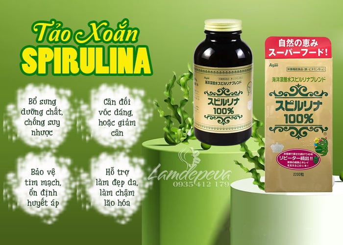 Tảo Xoắn Spirulina Nhật Bản 2200 Viên -Đẹp Da, Cân Bằng Huyết Áp 13