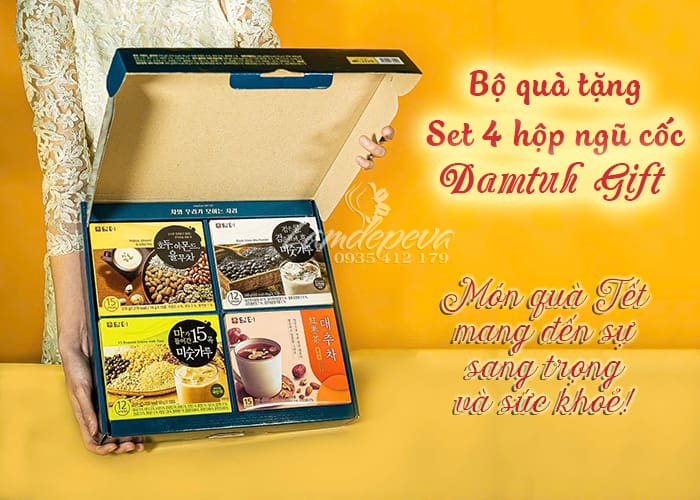 Bộ quà tặng Damtuh Gift Set 4 hộp ngũ cốc và trà Hàn Quốc 67