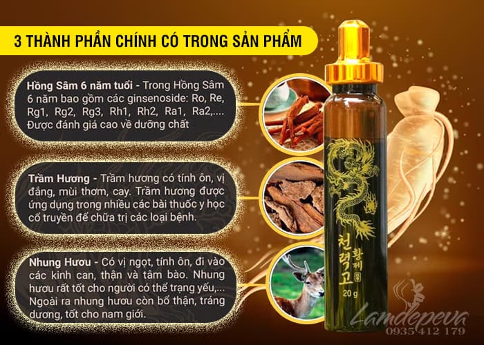 Tinh chất sâm núi trầm hương Golden Dragon hộp gỗ 60 ống 78