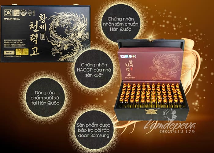 Tinh chất sâm núi trầm hương Golden Dragon hộp gỗ 60 ống 67