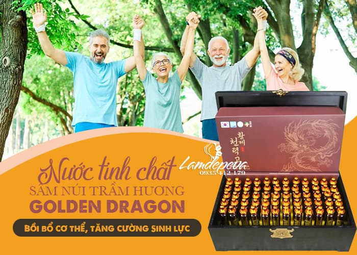 Tinh chất sâm núi trầm hương Golden Dragon hộp gỗ 60 ống 23