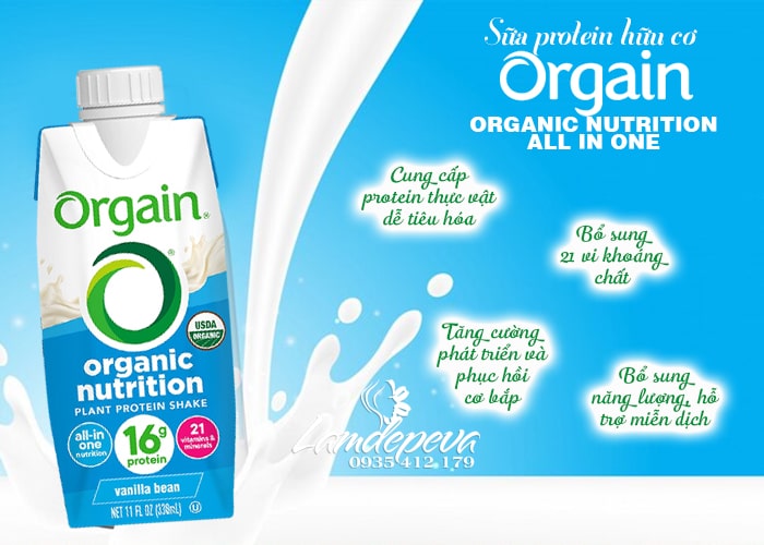 Sữa hữu cơ Orgain Organic Nutrition của Mỹ thùng 12 hộp 56