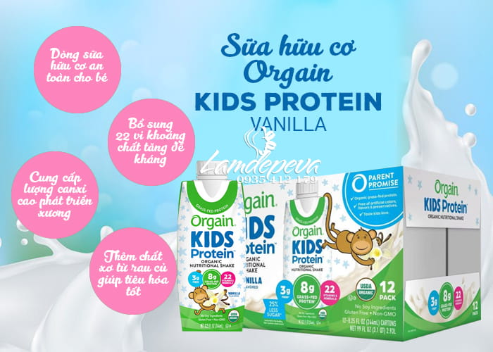 Sữa Orgain Kids Protein 8g hộp 244ml của Mỹ - Sữa hữu cơ cho bé 45