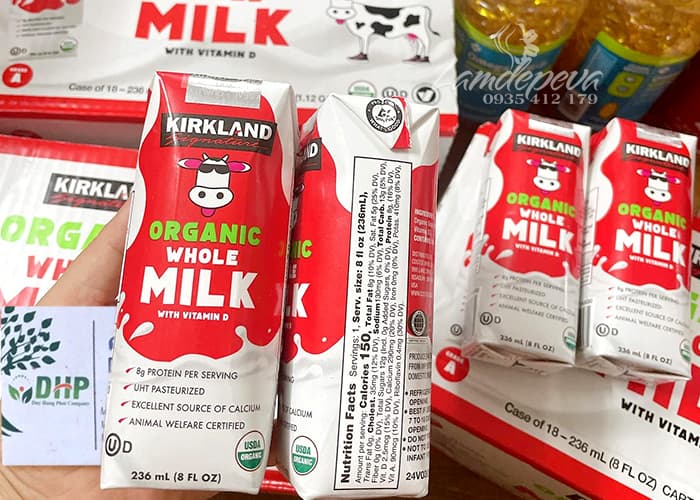 Sữa tươi hữu cơ Kirkland Organic Whole Milk 236ml của Mỹ 0