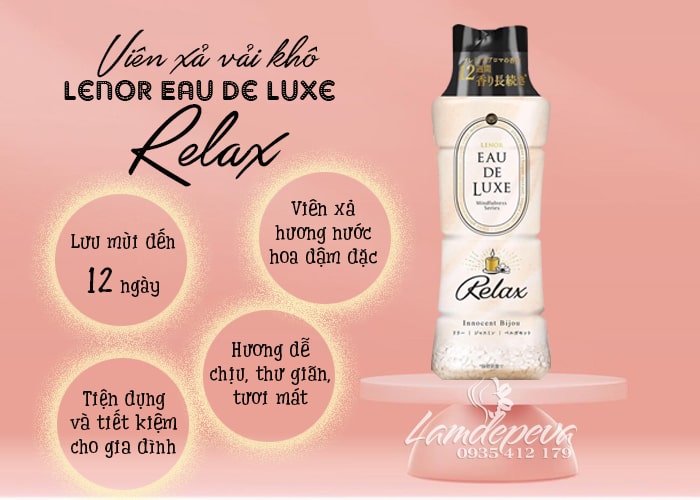 Viên xả vải Lenor Eau De Luxe Relax hương nước hoa Nhật Bản 789