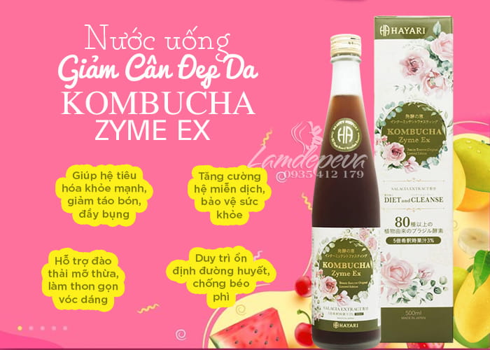 Nước uống thải độc, giảm cân Kombucha Zyme EX 720ml Nhật 23