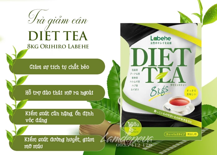 Trà giảm cân Orihiro Diet Tea 8kg Labehe Nhật Bản hộp 36 gói 768