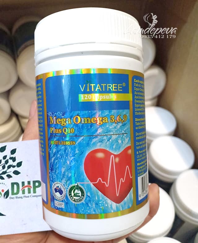 Viên uống Vitatree Mega Omega 3 6 9 Plus Q10 của Úc 120v 9