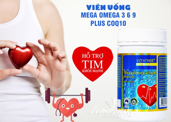 Viên uống Vitatree Mega Omega 3 6 9 Plus Q10 của Úc 120v 12