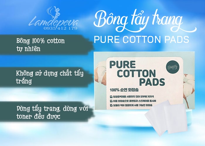 Bông tẩy trang Pure Cotton Pads Hàn Quốc hộp 100 miếng 78