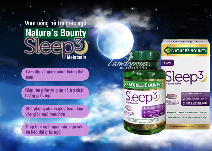 Viên uống hỗ trợ giấc ngủ Nature’s Bounty Sleep 3 Melatonin của Mỹ 89