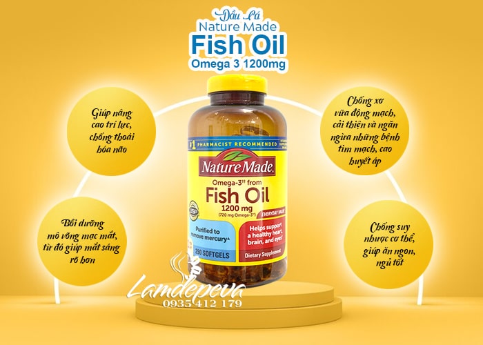 Dầu cá Nature Made Fish Oil 1200mg 720mg Omega 3 của Mỹ 4