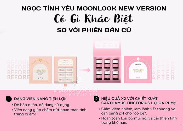 Viên đặt MoonLook Hàn Quốc hộp 6 viên mẫu mới hộp vuông 9