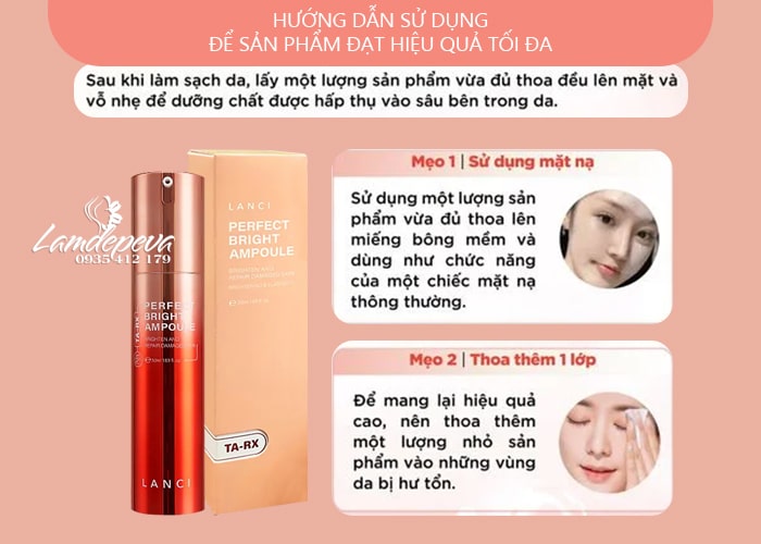 Serum dưỡng trắng mờ thâm Lanci Perfect Bright Ampoule 50ml 90